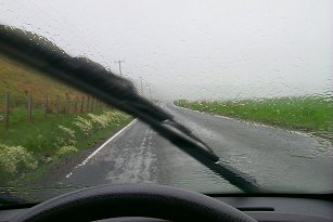 Picture of the windscreen in the rain
