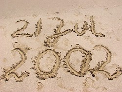 Picture of the date written in the sand
